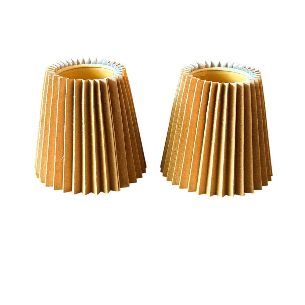 Vintage Mini Pleated Accordion Style Lamp Shades Pair